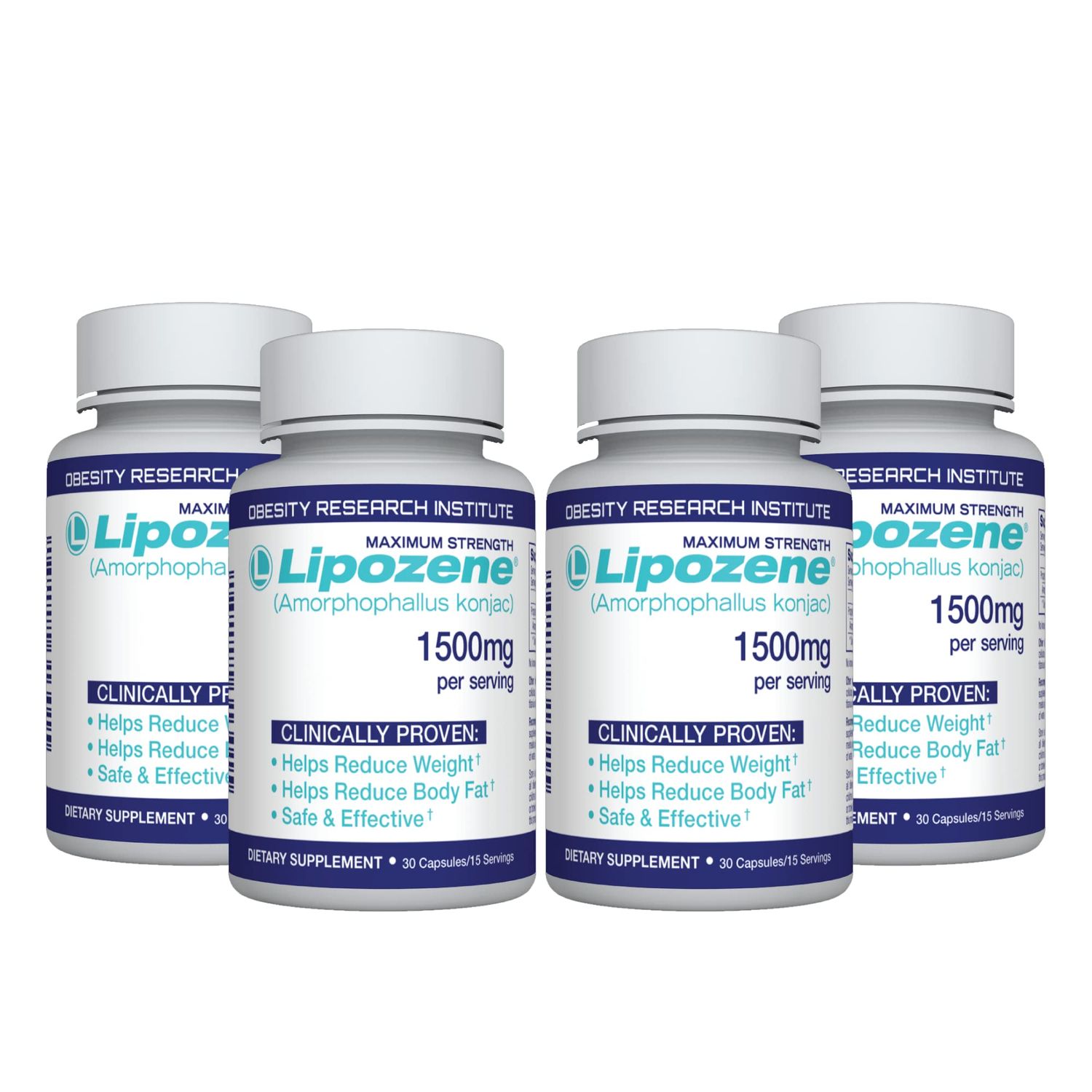 Lipozene Diet Pills - Weight Loss Supplement - 4 Bottles of 30 Capsules Each, a Total of 120 Capsules!