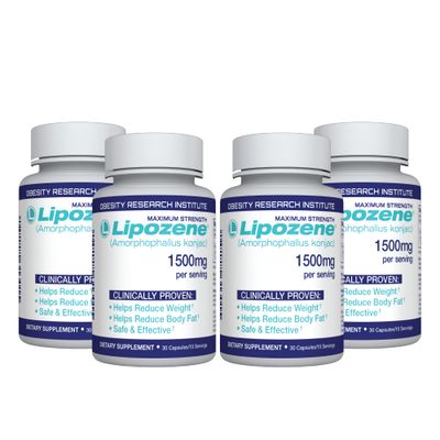 Lipozene Diet Pills - Weight Loss Supplement - 4 Bottles of 30 Capsules Each, a Total of 120 Capsules!