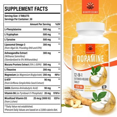 Kroppssund Natural Dopamine Supplement - 90 Tablets (1 Bottle)