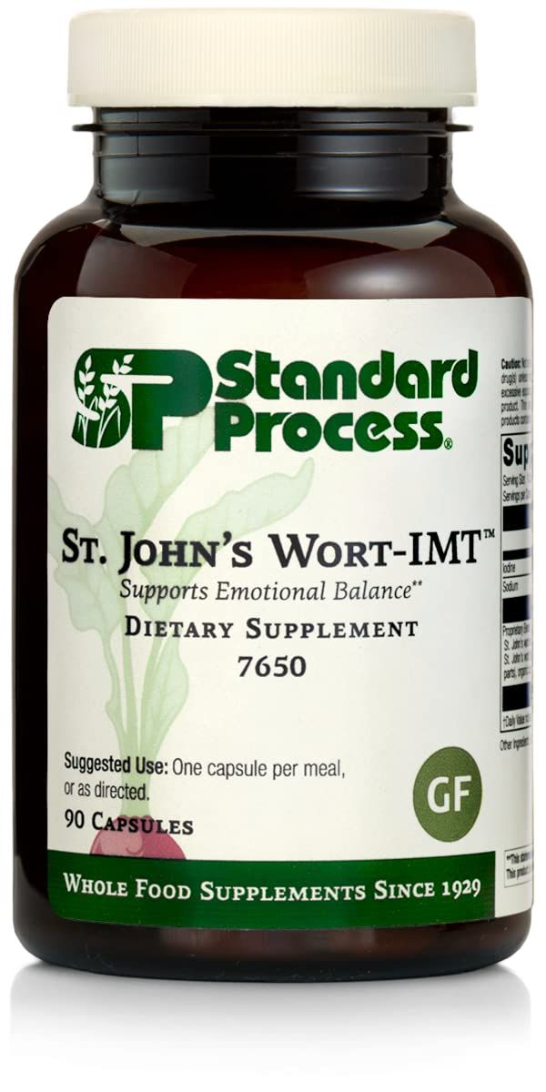 Standard Process St John&#39;s Wort-IMT - Whole Food Mental Health and Stress Relief with Organic Carrot, Alfalfa, Carrot Oil, Calcium Lactate, Inositol, Iodine, and Magnesium Citrate - 90 Capsules