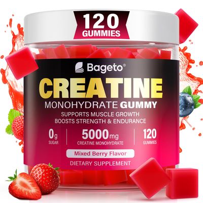 Creatine Monohydrate Gummies 5000mg for Men &amp; Women, 120 Count Creatine for Enhanced Muscle Growth, Strength, and Recovery, Sugar Free Pre-Workout Supplement-Mixedberry Flavor