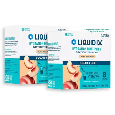 GRAB A GIFT Liquid IV Sugar Free White Peach Hydration Multiplier - 52 Sticks (2 Pack