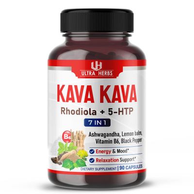 Kava Kava Capsules Supplement - 21,220MG Formula Enriched with Ashwagandha, 5-HTP, Rhodiola, Lemon Balm, Support Mood, Calm &amp; Relaxation | 90 Capsules