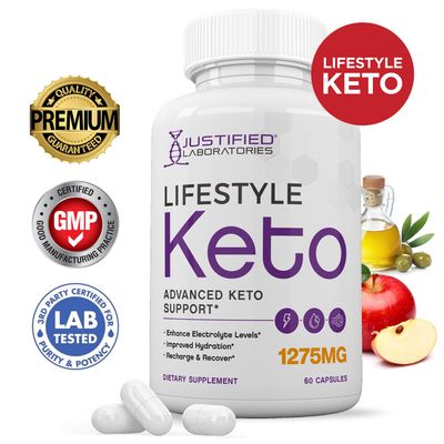 (2 Pack) Lifestyle Keto Pills 1275MG New &amp; Improved Formula Contains Apple Cider Vinegar Extra Virgin Olive Oil Powder Green Tea Leaf 120 Capsules