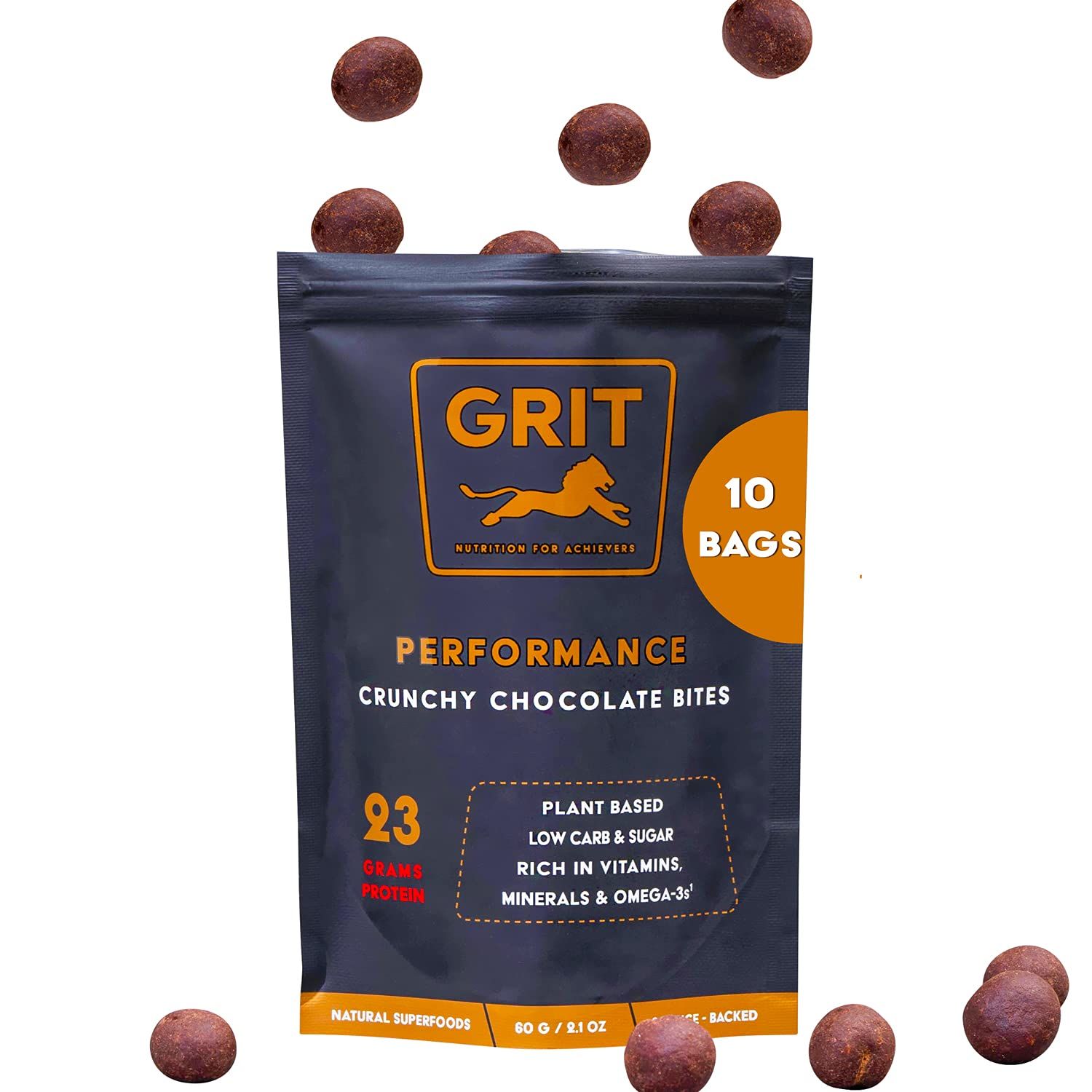 Performance Bites | 23g Protein | Pre-Workout, Caffeine, 20+ Vitamins &amp; Minerals | Muscle and Endurance | Gluten Free | Plant Based Energy Snack for Athletes and BodyBuilders (60g, 10 Bags)