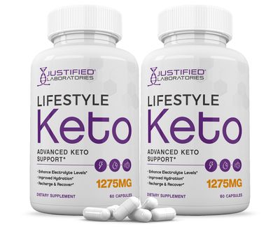 (2 Pack) Lifestyle Keto Pills 1275MG New &amp; Improved Formula Contains Apple Cider Vinegar Extra Virgin Olive Oil Powder Green Tea Leaf 120 Capsules
