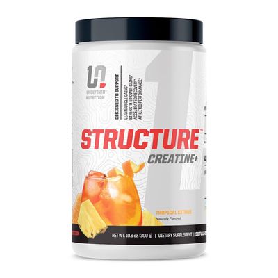 Undefined Nutrition Structure Creatine+ by Brian Shaw (30 Servings) -Micronized Creatine Monohydrate + Magnesium Creatine Chelate &amp; HMB and PEAK ATP-Strength, Power, Recovery (10.6oz, Tropical Citrus)