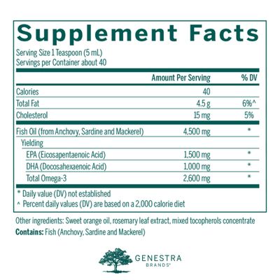 Genestra Brands Super EFA Forte Liquid | Fish Oil Formula to Support Cognitive, Cardiovascular, and Joint Health | Natural Orange Flavor | 6.8 fl. oz.