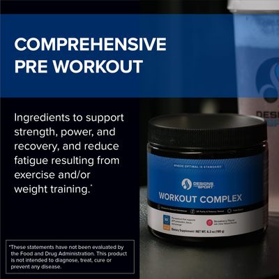 Designs for Sport Workout Complex - NSF Certified for Sport Pre Workout Powder - L-tyrosine, Acetyl L-Carnitine, Creatine &amp; Caffeine to Support Workout Recovery, Energy and Focus (6.3 oz)