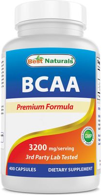 Best Naturals BCAA Branch Chain Amino Acid, 3200mg per Serving, 400 Capsules - Pharmaceutical Grade - 100% Pure Instantized Formula | Pre/Post Workout Bodybuilding Supplement | Boost Muscle Growth