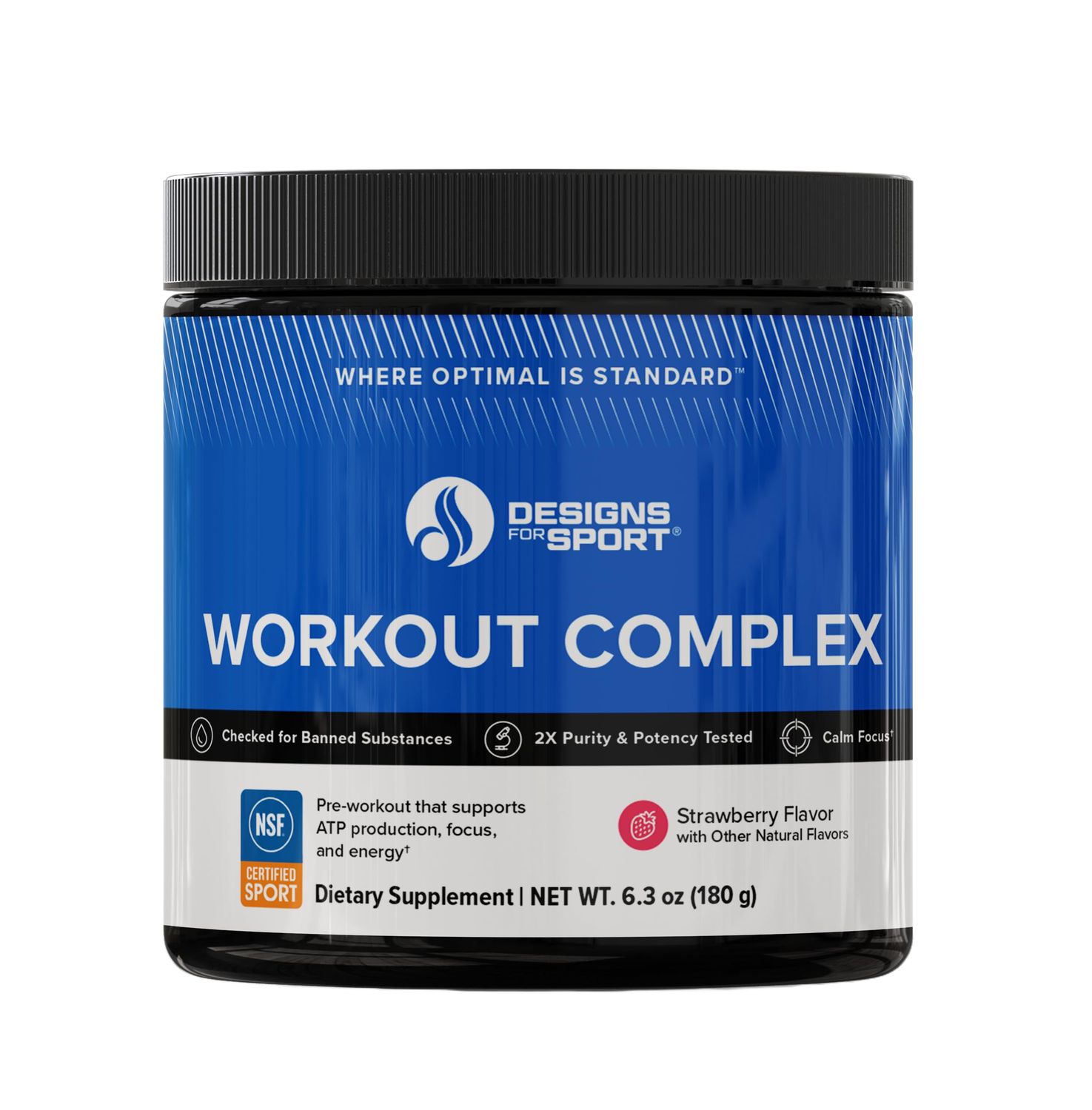 Designs for Sport Workout Complex - NSF Certified for Sport Pre Workout Powder - L-tyrosine, Acetyl L-Carnitine, Creatine &amp; Caffeine to Support Workout Recovery, Energy and Focus (6.3 oz)