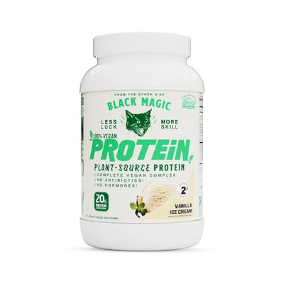 Black Magic Plant-Source 100% Vegan Protein - Keto, Low Sugar, Dairy Free Protein - Pre/Post Workout - Vanilla Ice Cream - 20g Protein - 2 LB