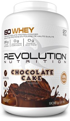Revolution Nutrition, Iso Whey, Protein Powder, Whey Isolate, Premium Formula, Gluten Free, Lean Muscle Mass for Men &amp; Women, 28g of Protein Per Scoup, 2 Pound, 27 Servings (Chocolate Cake)