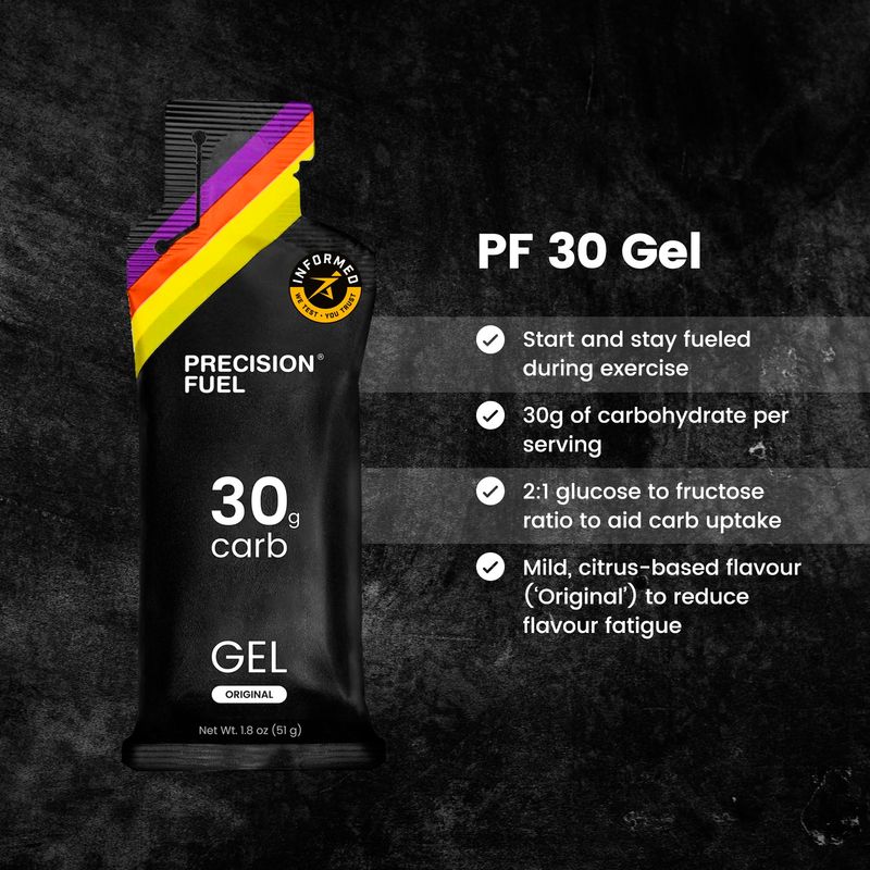 Precision Fuel 30 Energy Gels - Mild, Neutral Flavour Running Gels for Endurance Athletes, 30g Carbohydrate, Easy-to-Digest, Perfect for Running &amp; Long-Duration Sports (Pack of 15)