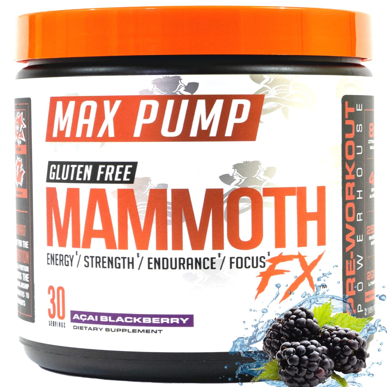 Mammoth Labs Pump Pre Workout- 30 Servings | Explosive Energy &amp; Focus with Nitric Oxide Boosters- Build Muscle &amp; Increase Endurance| Sugar Free, Natural Gluten Free Energy for Men &amp; Women