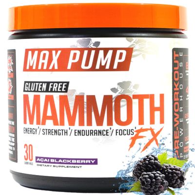 Mammoth Labs Pump Pre Workout- 30 Servings | Explosive Energy &amp; Focus with Nitric Oxide Boosters- Build Muscle &amp; Increase Endurance| Sugar Free, Natural Gluten Free Energy for Men &amp; Women