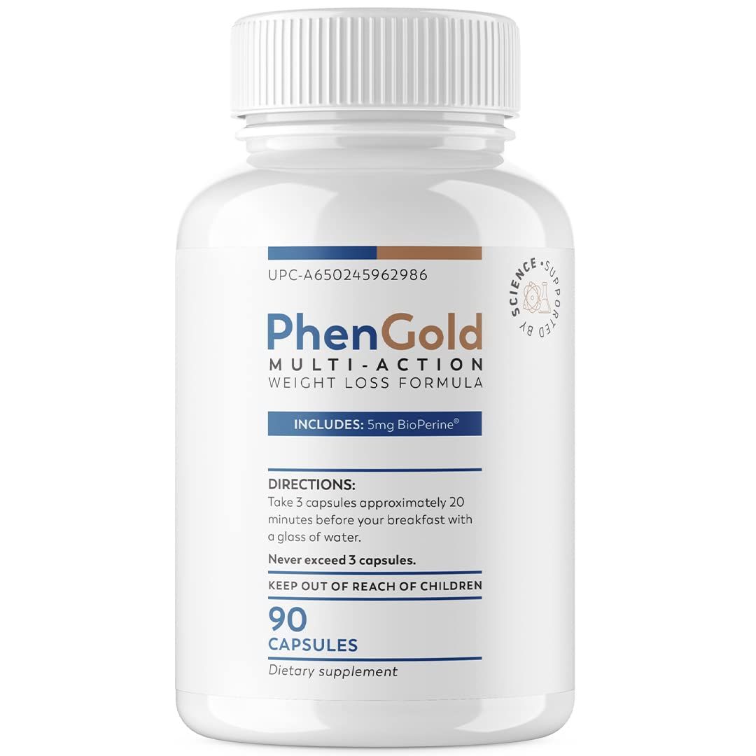 PhenGold Pills, Original Multi-Action Weight Management Formula with Green Tea &amp; Caffeine, Curb Cravings &amp; Feel Fuller for Longer - 90 Capsules