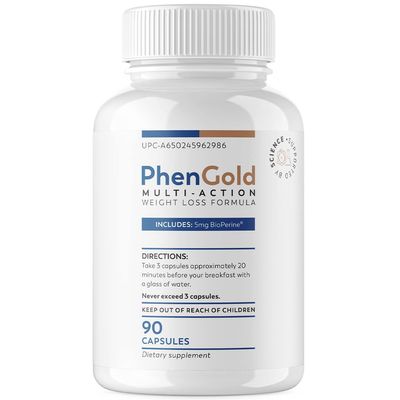 PhenGold Pills, Original Multi-Action Weight Management Formula with Green Tea &amp; Caffeine, Curb Cravings &amp; Feel Fuller for Longer - 90 Capsules