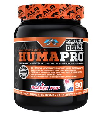 ALR Industries Humapro | Amino Acids Protein Matrix for Humans | 99% Utilization for Lean Muscle | Vegan, Gluten Free | 667g / 90 Servings (Rocket Pop)