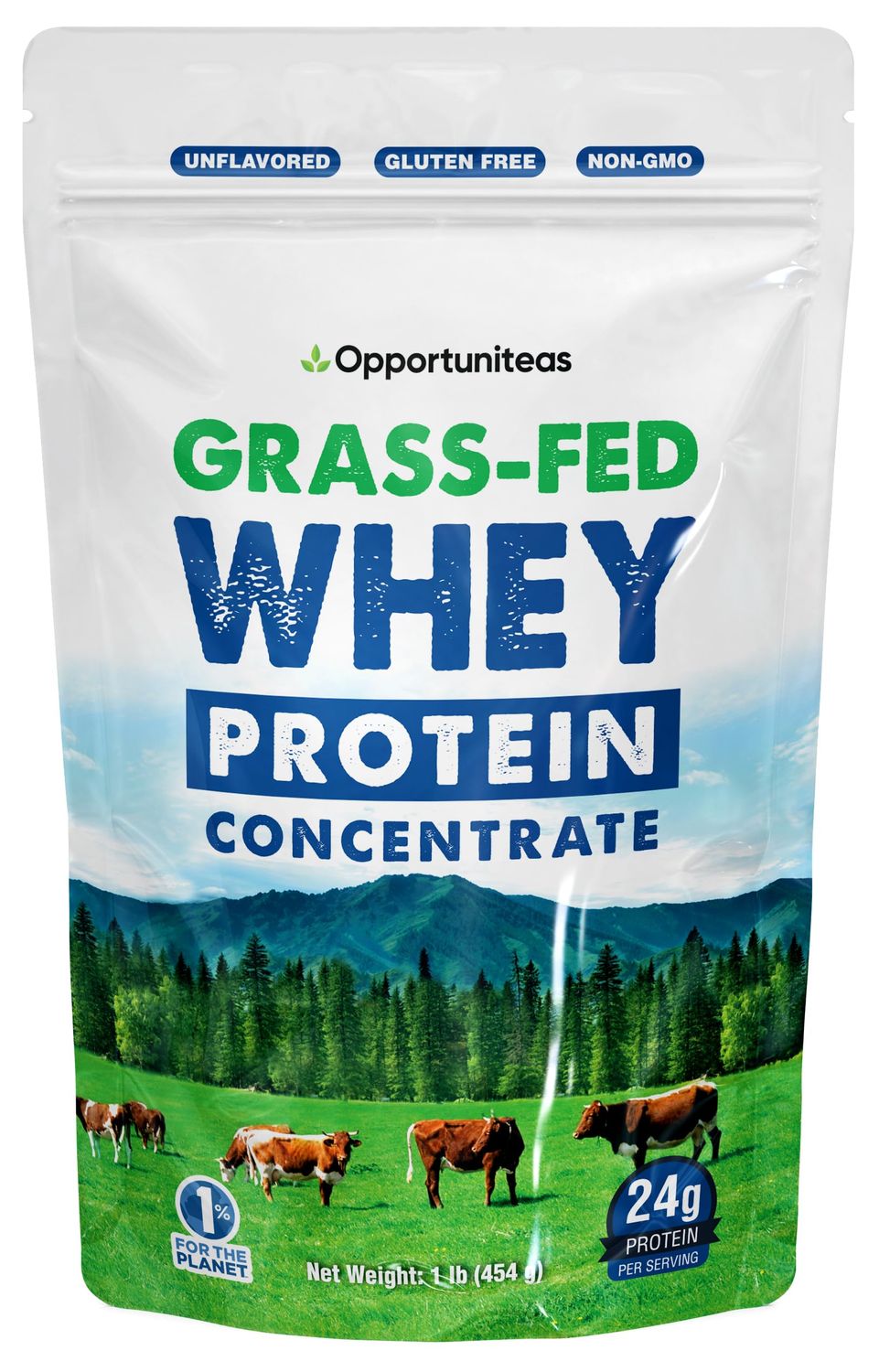 Grass Fed Whey Protein Powder Concentrate - Unflavored &amp; Unsweetened - Pure Protein Supplement for Drink, Smoothie, Shake, Cooking &amp; Baking - Non GMO, Hormone Free &amp; Gluten Free - 1 Pound