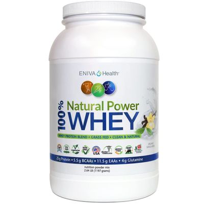 Eniva Natural Power 100% Grass Fed Whey Protein Powder, Organic Vanilla, Clean Protein,Keto, High Protein, Low Carb, Gluten Free Non GMO Soy Free, Whey (WPI) Isolate Primary, USA Made, 2.64 lbs