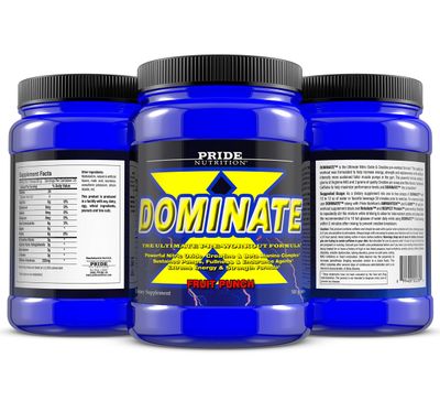 Pride Nutrition Dominate X Pre Workout Supplement - 500g Nitric Oxide &amp; Creatine Pre-Workout Drink for Energy and Endurance - for Men and Women - 25 Servings (Fruit Punch)