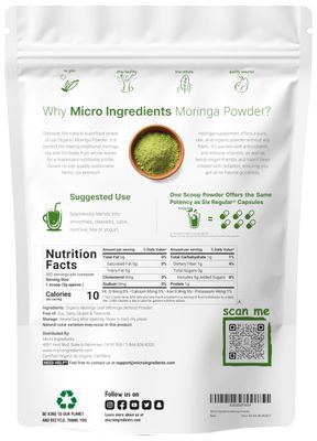 Organic Moringa Oleifera Leaf Powder for Hair, 2 Pounds, Rich in Antioxidants and Immune Vitamin, Great Superfoods for Moringa Tea, Moringa Drink, India Grown, Vegan
