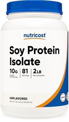 Nutricost Soy Protein Isolate Powder, 2 LB Unflavored - 10 Grams of Protein Per Serving, Vegan, GMO-Free &amp; Gluten Free