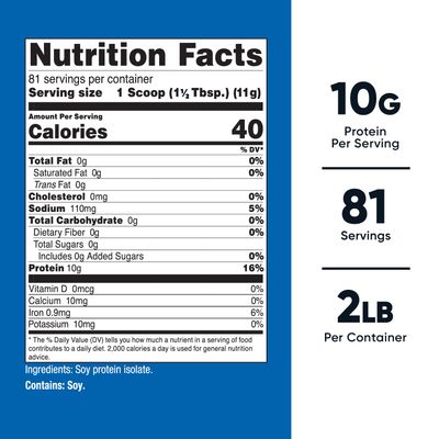 Nutricost Soy Protein Isolate Powder, 2 LB Unflavored - 10 Grams of Protein Per Serving, Vegan, GMO-Free &amp; Gluten Free