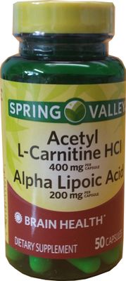 Spring Valley - Acetyl L-Carnitine 800mg Plus Alpha Lipoic Acid 400mg, 50 Capsules