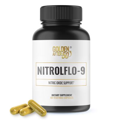 Golden After 50 NitrolFlo-9 - Nature-Powered Nitric Oxide Supplement with Pomegranate Extract, Grape Seed, and S7 - Supports Nutrient Circulation and Optimal Energy - 60 Capsules