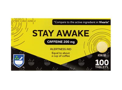 Rite Aid Stay Awake Tablets Caffeine, 200 mg - 100 Tablets | Caffeine Pills | Caffeine Supplement | Caffeine Pills 200mg | Equal to About a Cup of Coffee | Mental Alertness Aid | Energy Pills