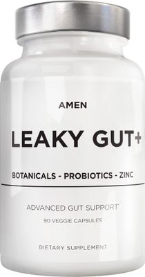 Amen Leaky Gut Supplement - Advanced Formula with Bioavailable L Glutamine, Zinc, Turmeric, DGL Licorice Root - Marshmallow Root - Probiotics &amp; Fermented Prebiotics - Vegan, Non-GMO - 90 Capsules