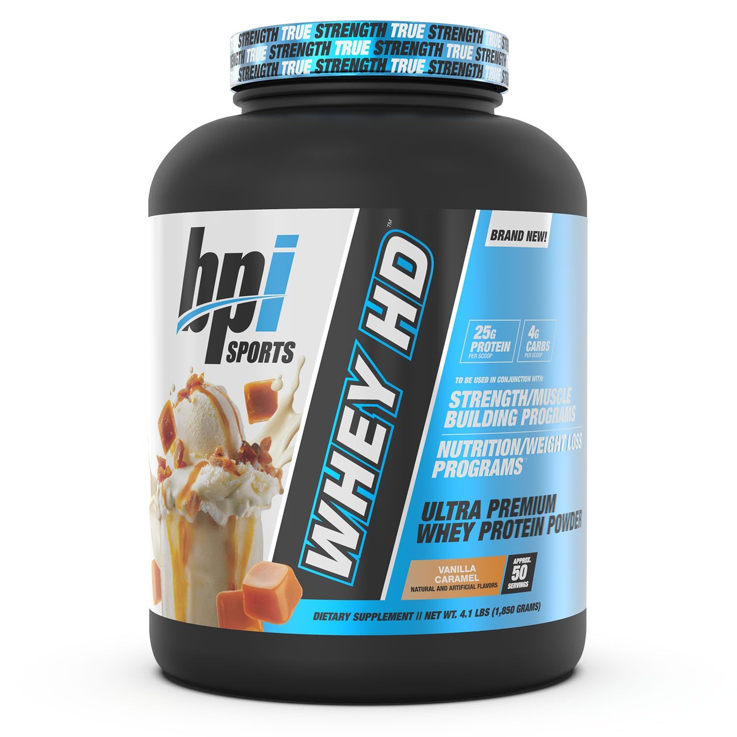 BPI Sports Whey HD Ultra Premium Protein Powder, Vanilla Caramel, 4.1 Pound