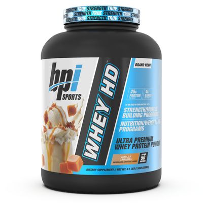 BPI Sports Whey HD Ultra Premium Protein Powder, Vanilla Caramel, 4.1 Pound
