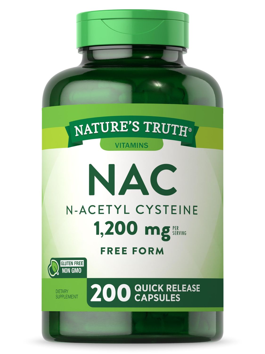 Nature&#39;s Truth NAC N-Acetyl Cysteine | 1,200mg | 200 Capsules | Free Form Amino Acid | Non-GMO &amp; Gluten Free Supplement