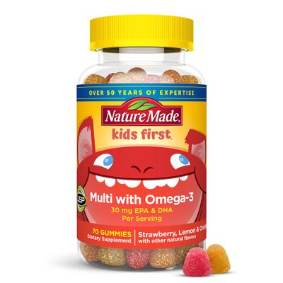 Nature Made Kids First Multivitamin with Omega-3, Kids Vitamins and Minerals for Nutritional Support, 70 Kids Multivitamin Gummies