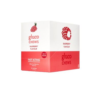 Glucology 6X Fast Acting Glucochews | Raspberry (6 x 10) Flavor | 6 Tubes of 10 Chews Each