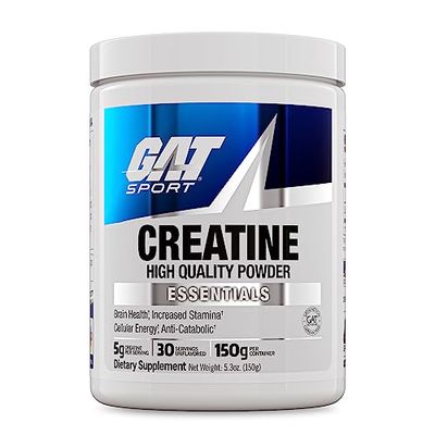 GAT SPORT Creatine Monohydrate Powder, Strength, Brain Health, Anti-oxidant, Endurance, for Men &amp; Women, Unflavored (30 Servings)