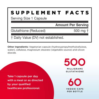 Jarrow Formulas - Glutathione Reduced 500 mg 60 caps (Pack of 2)