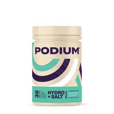 Podium Nutrition, Instantized BCAA Powder, Hydro and Salt, Blue Razz Slushie, 30 Servings, Electrolytes, Hydration, Recovery