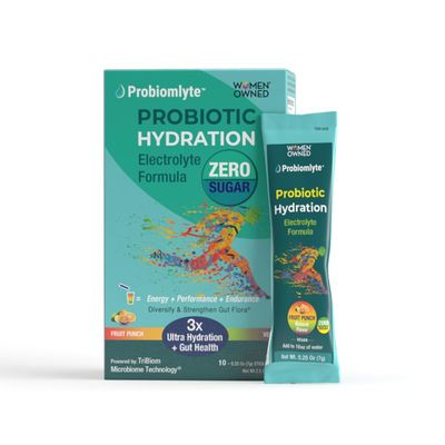 Probiomlyte Probiotic Hydration Amplifier. Electrolytes + Key Vitamins + Probiotics + Prebiotics + Postbiotics + Citrulline |Better Endurance, Performance, Energy, Gut Health| Fruit Punch |10 Sticks