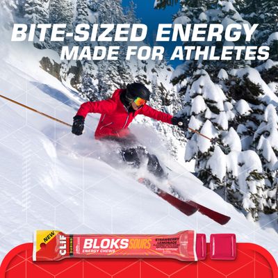 Clif Bloks Sours - Strawberry Lemonade Flavor with Caffeine - Energy Chews - Non-GMO - Plant Based - Fast Fuel for Cycling and Running - Quick Carbohydrates and Electrolytes - 2.12 oz. (18 Count)