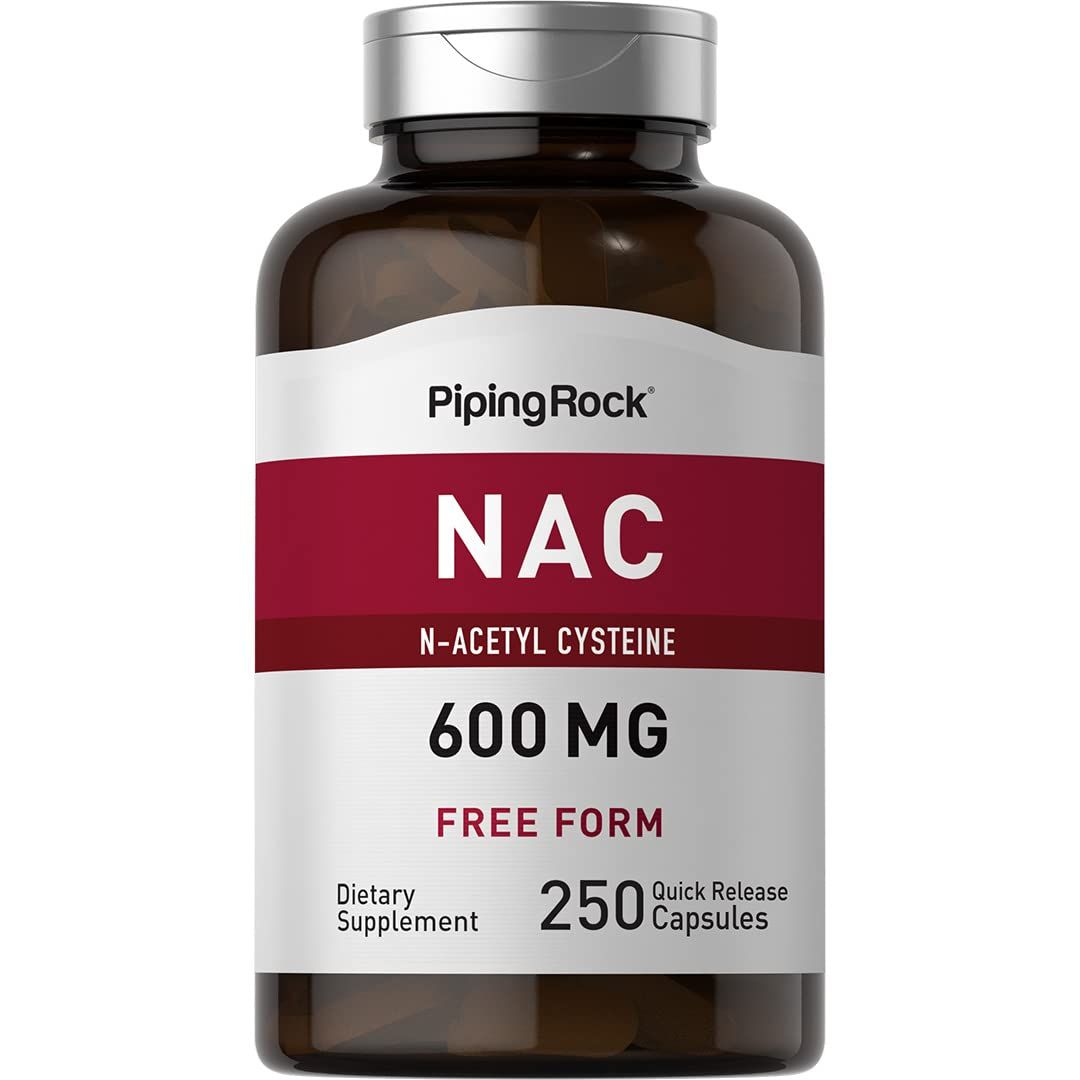 Piping Rock N-Acetyl Cysteine Supplement | 600mg | 250 Capsules | NAC | Free Form | Non-GMO, Gluten Free Supplement