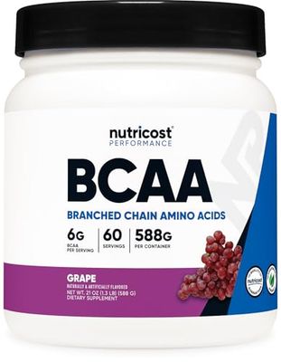 Nutricost BCAA Powder (Grape, 60 Servings) - Optimal 2:1:1 Ratio, Vegetarian Friendly, Non-GMO, Gluten Free