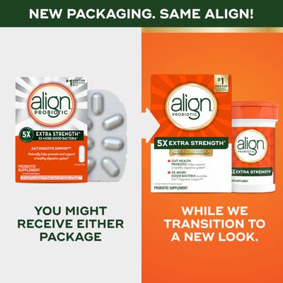 Align Probiotic Extra Strength, Probiotics for Women and Men, #1 Doctor Recommended Brand, 5X More Good Bacteria^ to Help Support a Healthy Digestive System*, 42 Capsules (Packaging May Vary)