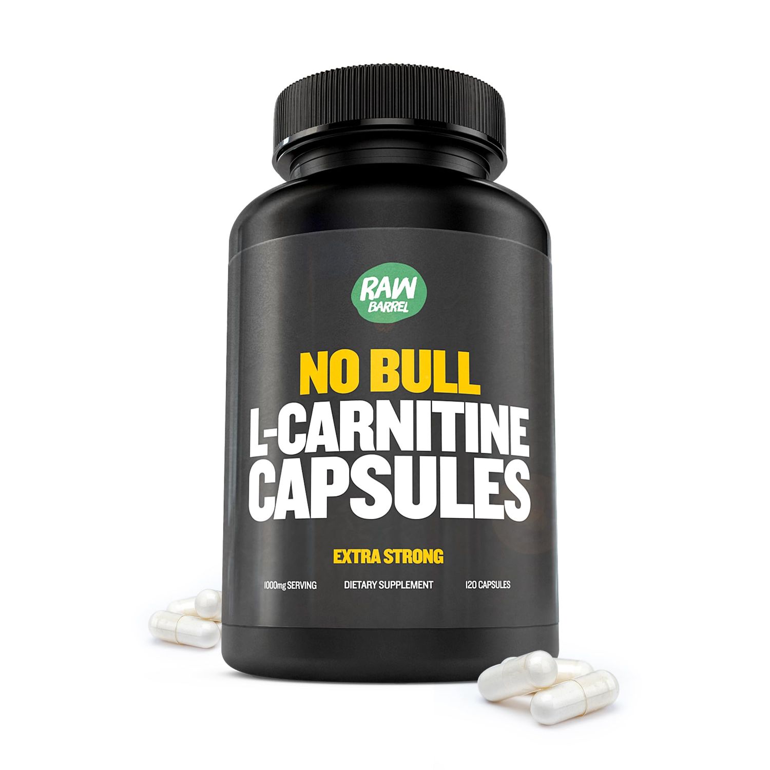 Raw Barrel - No Bull L-Carnitine Supplement, Pure Keto-Friendly L-Carnitine L-Tartrate Capsules for Improved Cognitive Function &amp; Focus for Women and Men, L Carnitine Capsules, 500mg