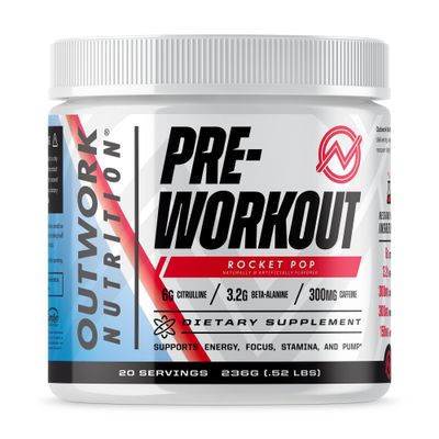 Outwork Nutrition Pre-Workout Powder for Men &amp; Women, Preworkout Supplement with Nootropics, Boost Strength, Mental Focus and Energy, Backed by Science, 226 Gr (Rocket Pop)