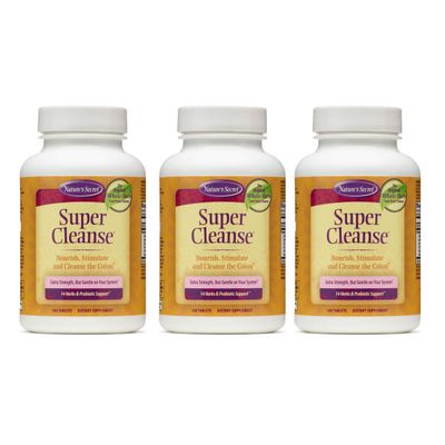 Nature&#39;s Secret Super Cleanse Extra Strength Toxin Detox &amp; Gentle Elimination Body Cleanse, Digestive &amp; Colon Health Support - Stimulating Blend of 14 Herbs with Probiotics - 100 Tablets (Pack of 3)