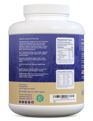 Zen Principle Organic Brown Rice Protein 6 LB. USDA Certified Organic. Unflavored. Non-GMO. Vegan.